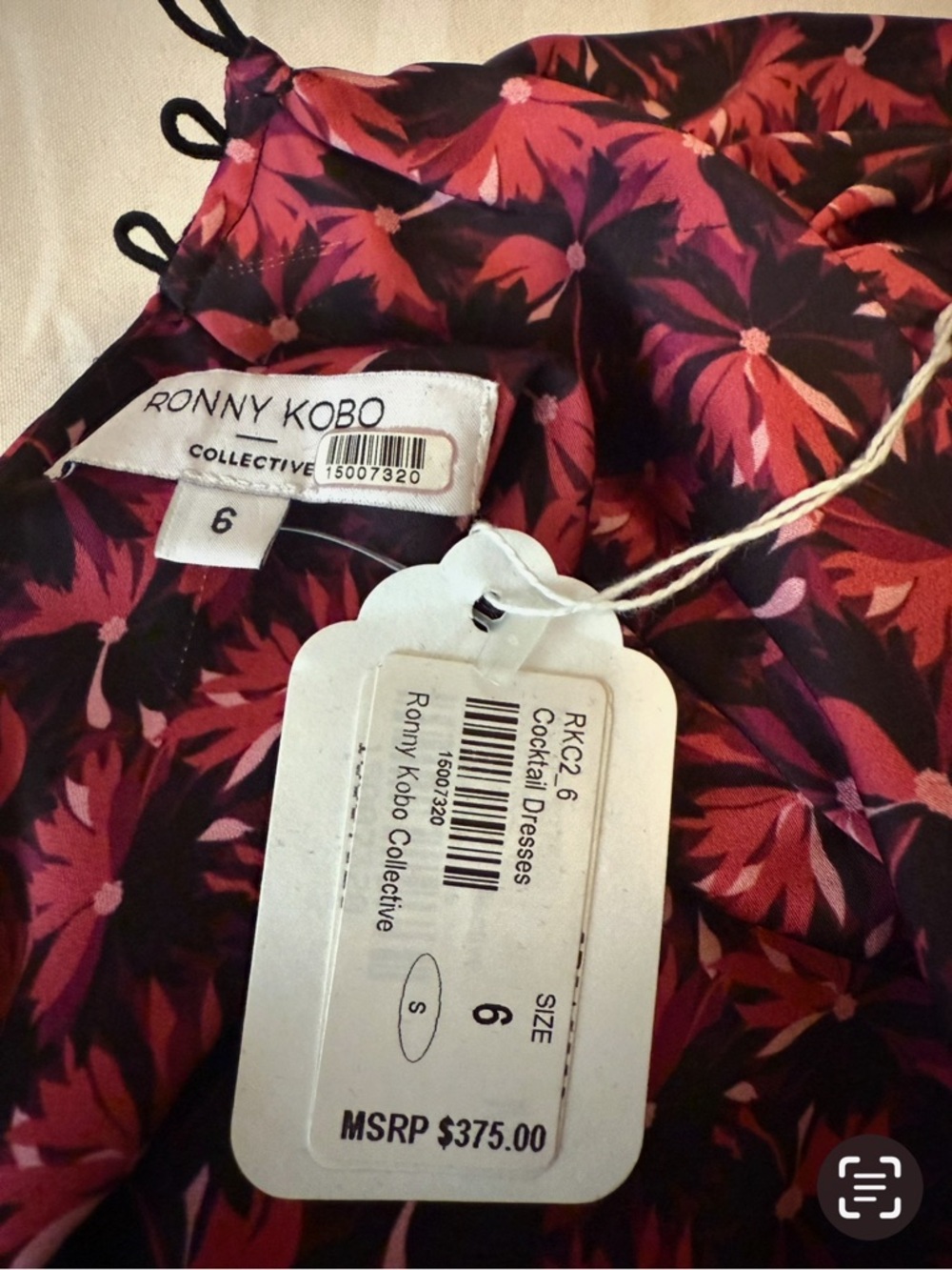 Ronny Kobo Collection Pink and Black High-Neck Keyhole Mini Dress - Picture 9 of 11